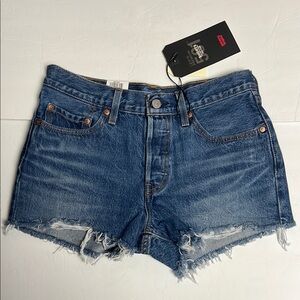 NWT Levi's 501 Women's Blue Denim Shorts Mid Rise Size 27